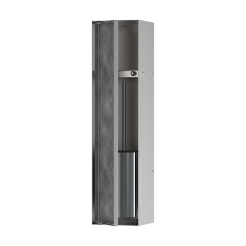 Hansgrohe Xtrastoris Rock Recessed Toilet Brush Holder With Shelf & Tileable Door In Brushed Stainless Steel, 56060800