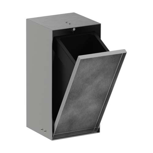 Hansgrohe Xtrastoris Rock Recessed Trash Bin With Shelf & Tileable Door In Brushed Stainless Steel, 56063800