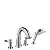 Hansgrohe Swing C 4-Hole Roman Tub Set Trim With Lever Handles And 2.0 Gpm Handshower In Chrome, 6123000
