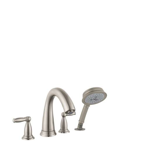 Hansgrohe Swing C 4-Hole Roman Tub Set Trim With Lever Handles And 2.0 Gpm Handshower In Brushed Nickel, 6123820