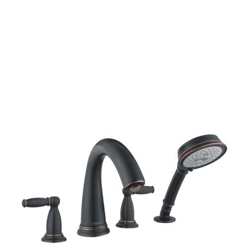 Hansgrohe Swing C 4-Hole Roman Tub Set Trim With Lever Handles And 2.0 Gpm Handshower In Rubbed Bronze, 6123920
