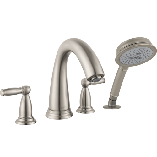 Hansgrohe Swing C 4-Hole Roman Tub Set Trim With Lever Handles And 1.8 Gpm Handshower In Brushed Nickel, 6132820