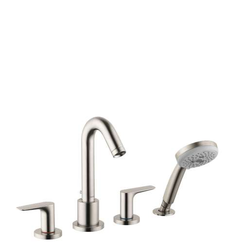 Hansgrohe Logis 4-Hole Roman Tub Set Trim With 1.8 Gpm Handshower In Brushed Nickel, 71513821