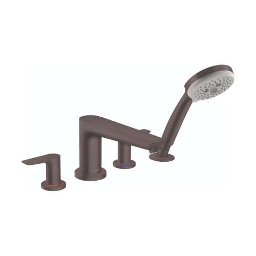 Hansgrohe Talis E 4-Hole Roman Tub Set Trim With 1.8 Gpm Handshower In Brushed Black Chrome, 71744341