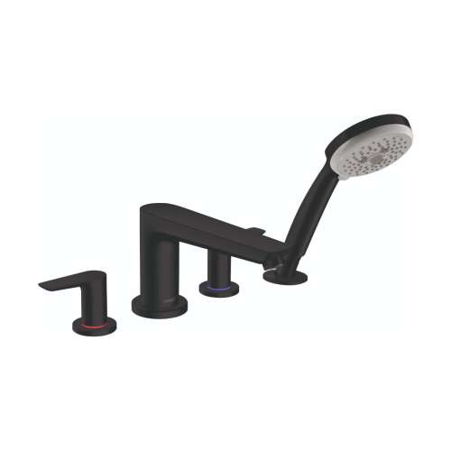 Hansgrohe Talis E 4-Hole Roman Tub Set Trim With 1.8 Gpm Handshower In Matte Black, 71744671