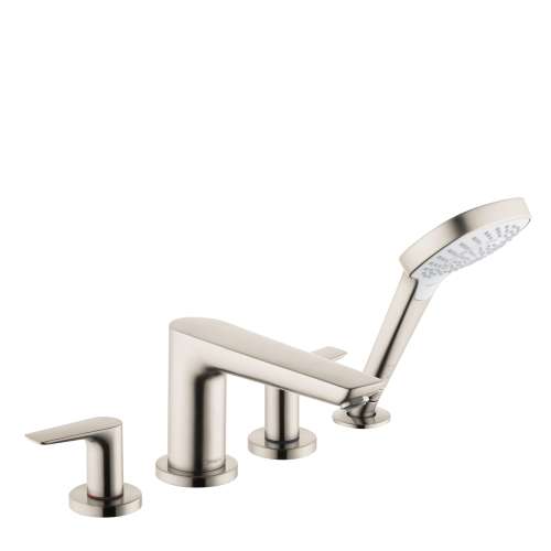 Hansgrohe Talis E 4-Hole Roman Tub Set Trim With 2.0 Gpm Handshower In Brushed Nickel, 71748821