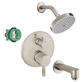 Raindance S 150 1-Jet 2.0 GPM Showerhead Kit With Tub Spout, Thermostatic Trim, Diverter, And Rough-In