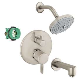 S 150 Air 3-Jet Showerhead Kit with Tub Spout Thermostatic Trim with Diverter and Rough-in