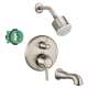 KST15753-28496-88BN Clubmaster Showerhead Kit with Tub Spout Thermostatic Trim with Diverter and Rough-in in Brushed Nickel