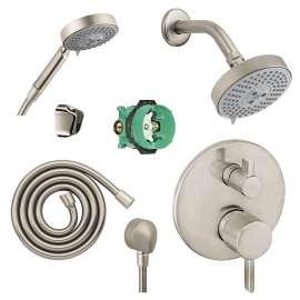 Raindance S 120 Air 3-Jet Showerhead Kit With Handshower Thermostatic Trim, Diverter, And Rough-In