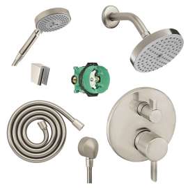 Raindance S 150 Air 1-Jet Showerhead Kit With Handshower, Thermostatic Trim, Diverter, And Rough-In