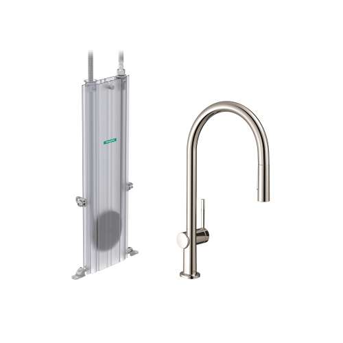 Hansgrohe Talis N Higharc Kitchen Faucet, O-Style 2-Spray Pull-Down With Sbox, 1.75 Gpm In Polished Nickel, 72801831
