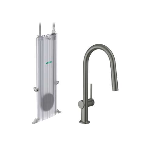 Hansgrohe Talis N Higharc Kitchen Faucet, A-Style, 2-Spray Pull-Down, With Sbox, 1.75 Gpm In Brushed Black Chrome, 72850341
