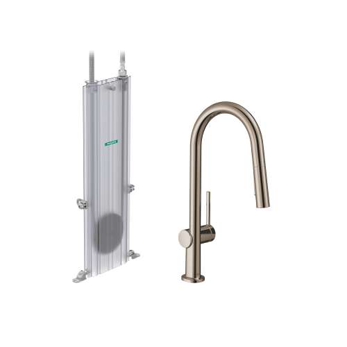 Hansgrohe Talis N Higharc Kitchen Faucet, A-Style 2-Spray Pull-Down With Sbox, 1.75 Gpm In Polished Nickel, 72850831