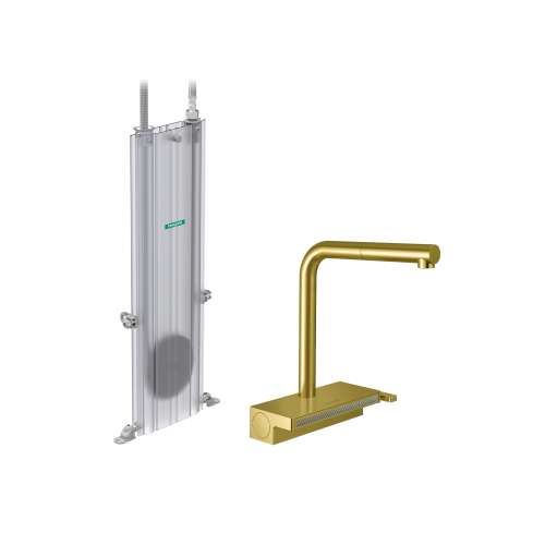 Hansgrohe Aquno Select Kitchen Faucet, 2-Spray Pull-Out With Sbox, 1.75 Gpm In Brushed Gold Optic, 73830251