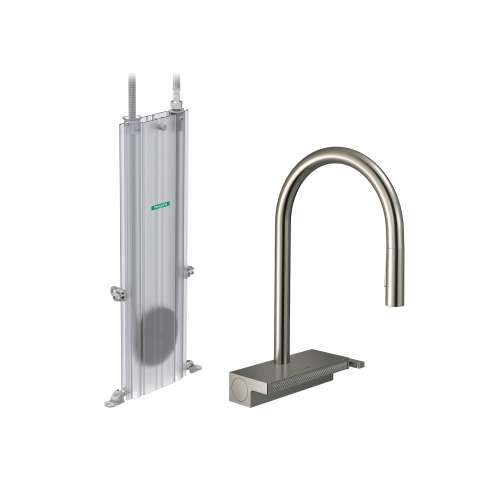 Hansgrohe Aquno Select Higharc Kitchen Faucet, 3-Spray Pull-Down With Sbox, 1.75 Gpm In Stainless Steel Optic, 73831801