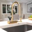 Hansgrohe Aquno Select Higharc Kitchen Faucet, 3-Spray Pull-Down, 1.75 Gpm In Brushed Gold Optic, 73837251