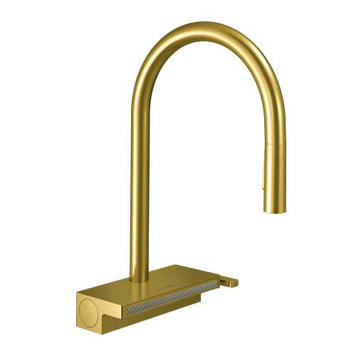 Hansgrohe Aquno Select Higharc Kitchen Faucet, 3-Spray Pull-Down, 1.75 Gpm In Brushed Gold Optic, 73837251