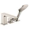 Hansgrohe Metropol 3-Hole Roman Tub Set Trim With Loop Handle And 2.0 Gpm Handshower In Brushed Nickel, 74551821
