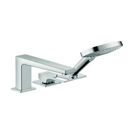Hansgrohe Metropol 3-Hole Roman Tub Set Trim With Loop Handle And 1.75 Gpm Handshower In Chrome, 74554001