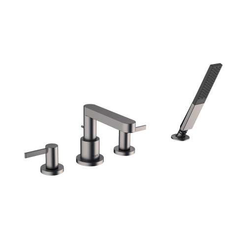 Hansgrohe Finoris 4-Hole Roman Tub Set Trim With 1.75 Gpm Handshower In Brushed Black Chrome, 76443341