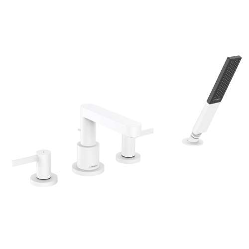 Hansgrohe Finoris 4-Hole Roman Tub Set Trim With 1.75 Gpm Handshower In Matte White, 76443701