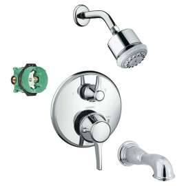 KST04449-28496-88 Clubmaster Shower Faucet Kit with Tub Spout PBV Trim with Diverter and Rough-in