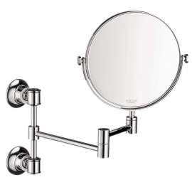 7 3/4in Double Sided Round Mirror with 2.5 Magnification and Double Jointed Swing Arm