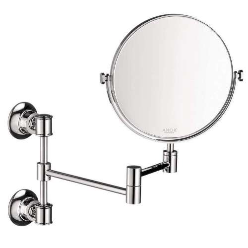 7 3/4in Double Sided Round Mirror with 2.5 Magnification and Double Jointed Swing Arm