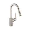 04506801 Focus Pull-Down Kitchen Faucet with High-Arc Spout, Magnetic Docking and Toggle Spray Diverter in Steel Optic