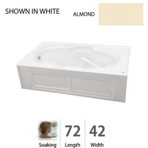 72in x 42in Three Wall Alcove Soaking Bathtub in Almond