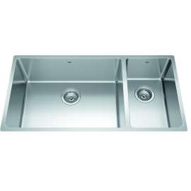 Brookmore 35.6-In Lr X 18.2-In Fb X 9-In Dp Undermount Double Bowl Stainless Steel Sink, Bcu1836R-9N