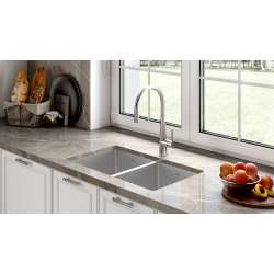 Brookmore 12.1-In Lr X 18.2-In Fb X 9-In Dp Undermount Double Bowl Stainless Steel Sink, Bdu1831-9N
