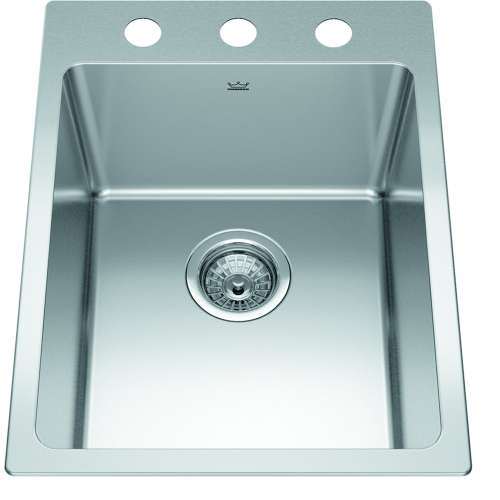 Brookmore 16-In Lr X 20.9-In Fb X 9-In Dp Drop In Single Bowl Stainless Steel Sink, Bsl2116-9-3N