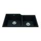 Granite Series 33.88-In Lr X 19.69-In Fb Undermount Double Bowl Granite Kitchen Sink In Matte Black