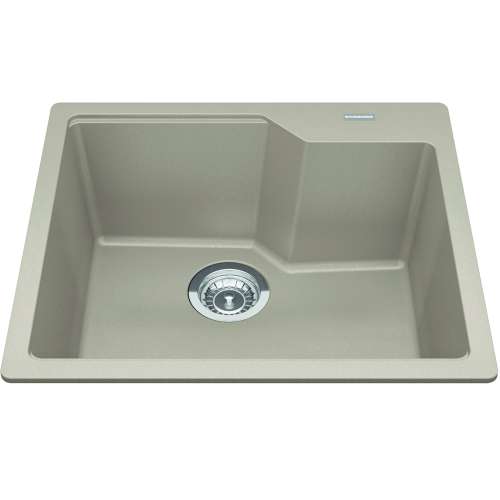 Granite Series 22.06-In Lr X 19.69-In Fb X 9.06-In Dp Drop In Single Bowl Granite Kitchen Sink, Mgsm2022-9Chan