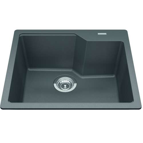 Granite Series 22.06-In Lr X 19.69-In Fb Drop In Single Bowl Granite Kitchen Sink In Stone Grey