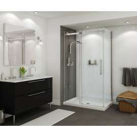 410001-502-001 - MAAX B3Round 48-in x 32-in Rectangular Acrylic Corner Left Shower Base with Center Drain