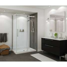 B3Round 410003-503-001 48in x 36in Rectangular Corner Right Acrylic Shower Base with Center Drain, in White