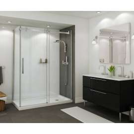 B3Round 410004-R-503-001 60in x 30in Rectangular Corner Right Acrylic Shower Base with Right Hand Drain, in White