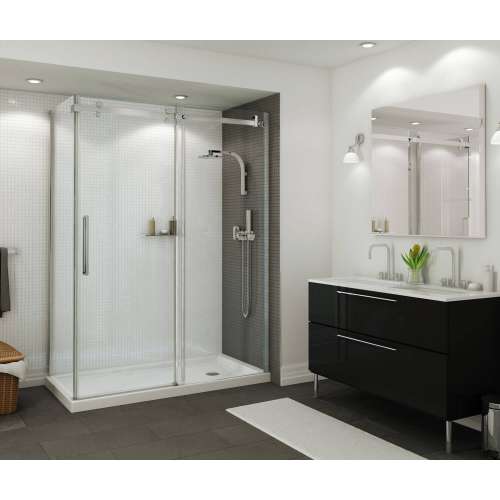 B3Round 410006-502-001 60in x 36in Rectangular Corner Left Acrylic Shower Base with Center Drain, in White