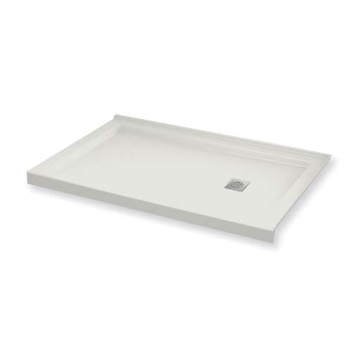 60in x 30in Rectangular Corner Right Acrylic Shower Base with Right Hand Drain, in White