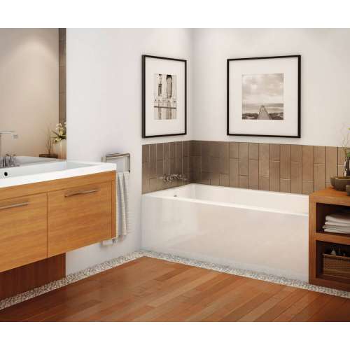 105705-000-001 Rubix 60in x 32in x 18in Rectangular Acrylic Alcove Soaking Bathtub with Integrated Tiling Flange and Skirt, in White