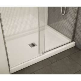48in x 32in Rectangular Acrylic Shower Base with Square Center Drain, in White