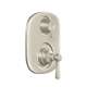 Double Handle Moentrol Pressure Balanced with Volume Control Moentrol and Integrated Diverter Valve Trim (Less Valve) in Brushed Nickel