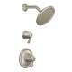 Double Handle Thermostatic Shower Trim with Rain Shower Head in Brushed Nickel