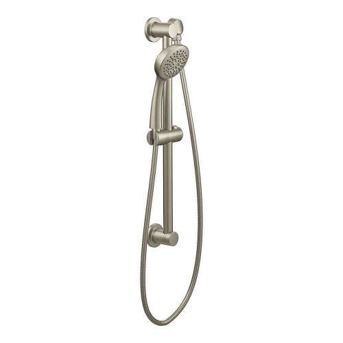 Single Function Hand Shower Package with Hose and Slide Bar in Brushed Nickel