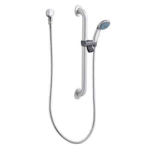 M-DURA 52224GBM17 Single Function Hand Shower Package with Hose and Slide Bar Included in Chrome/Stainless