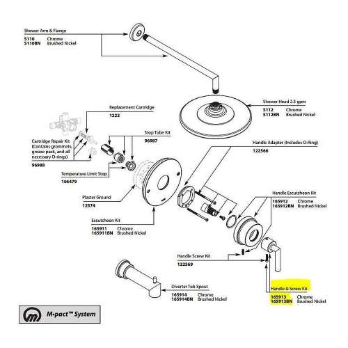 Replacement Handle Kit for Pressure Balance Valve Trim