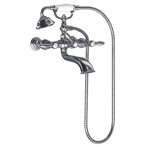 Wall Mounted Two-Handle Tub Filler Includes Hand Shower in Chrome